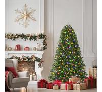 Alupssuc 5ft Pre Lit Artificial Christmas Tree with with 290 Warm White & Multicolor LED Lights, 12 Lighting Modes, 823 Branch Tips, Foldable Metal Stand, for Home Party Store Xmas Dcoration, Green