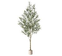 Alupssuc 6FT Artificial Faux Olive Tree, with Lifelike Leaves & White Pot