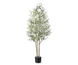 Alupssuc 6FT Artificial Olive Tree, with Lifelike Leaves, Fake Faux Olive Tree Indoor Outdoor for Home Living Room Bedroom Balcony Corner Office Garden Decor, 180cm