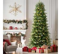 Alupssuc 6ft Pre-Lit Artificial Christmas Tree, Natural Bushy PE & PVC Branch Tips, 380 Premium LED Lights, 12 Lighting Modes, Perfect for Indoor Outdoor Christmas Decorations