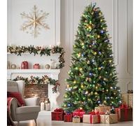 Alupssuc 6ft Pre Lit Artificial Christmas Tree with with 350 Warm White & Multicolor LED Lights, 12 Lighting Modes, 1171 Branch Tips, Foldable Metal Stand, for Home Party Store Xmas Dcoration, Green