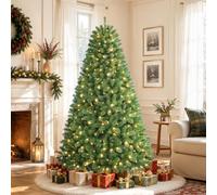 Alupssuc 6ft Pre Lit Christmas Tree with 13 Light Modes & 778 Branch Tips | 200 Built-In Warm Lights with Timer & Memory Function, Foldable Metal Stand, Artificial Xmas Tree for Home Office Party Decor