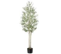 Alupssuc 7FT Artificial Olive Tree, Fake Olive Tree with Lifelike Leaves and Fruits, Faux Tall Plant Indoor Outdoor for Home Living Room Bedroom Balcony Corner Office Garden Decor, 210cm