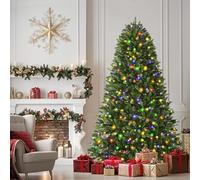 Alupssuc 7ft Pre Lit Artificial Christmas Tree with with 540 Warm White & Multicolor LED Lights, 12 Lighting Modes, 1667 Branch Tips, Foldable Metal Stand, for Home Party Store Xmas Dcoration, Green