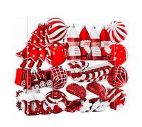 Alupssuc 95-Piece Shatterproof Christmas Baubles Set - Large Mixed Shapes Baubles for Tree Decorations, Red & White Traditional Xmas Ornaments Bulk