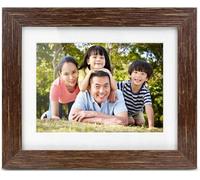 Aluratek 8” Distressed Wood Digital Photo Frame, Auto Slideshow, USB/SD/SDHC Supported, Built-in Clock & Calendar, Easy Setup, Wood Border