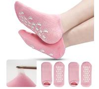 Aluroice 10" Large Silicone Moisturizing Socks for Women - 2Pairs Soft Gel Foot Moisturizing Socks for Dry Cracked Feet
