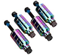 Aluscota Scooter Pegs - 2 Pieces Pro Stunt Scooter Pegs Rainbow Black with 12.9 Step Axle and Mounting Nut | Aluminium Pro Scooter PEG | 5050s Grinds