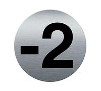 AluSign Digit -2 Brushed Aluminium Printed Door Sign - Double Sided Adhesive on Back 85mm x 3mm