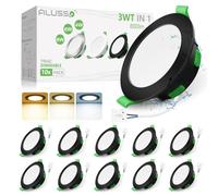 ALUSSO 3WT&3CCT LED Downlights Ceiling Dimmable IP44 Cutout 68-78MM 10 Pack | Slim Recessed Ceiling Lights, 4W 6W 8W & 3000K 4000K 6500K Selectable Bathroom Kitchen Spotlights, Round Polished Chrome