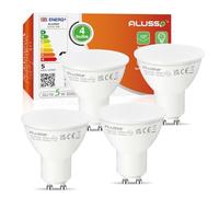 ALUSSO 5W GU10 LED Bulbs Warm White 3000K, 400lm Brightness, 120° Wide Beam Angle, Pack of 4, Non-Dimmable, Ideal for Kitchen & Bedroom & More