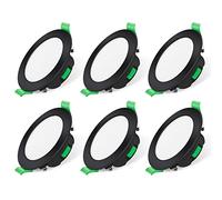 ALUSSO Black LED Downlights Dimmable 7W IP44 Slim Recessed Ceiling Lights, 3CCT 3000K Warm 4000K Neutral 6500K Cool Adjustable Bathroom Spotlights, 6 Pack