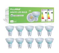 ALUSSO Energy Saving Class A GU10 LED Bulbs Warm White 2700K, 3W 550LM Super Bright Spotlight Bulbs, Equivalent to 60W Halogen Lightbulbs, 120° Wide Beam Angle, Non-dimmable, Pack of 10