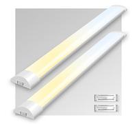 ALUSSO LED Batten Light 5FT, 3000K/4500K/6500K Selectable Integrated Tube Light, 48W 5280lm Super Bright Strip Lights, Wall Ceiling Mounted Garage Lighting for Kitchen Basement Workshop Shed, 2 Pack