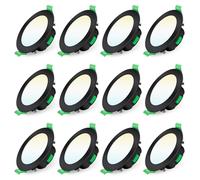 ALUSSO LED Downlights Ceiling Dimmable 7W IP44 Recessed Ceiling Lights 3000K Warm 4000K Neutral 6500K Adjustable Spotlights Ceiling Lights, Round Black, 12 Pack