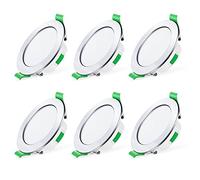 ALUSSO LED Downlights Ceiling Dimmable 7W Ultra Slim Recessed Ceiling Lights IP44 Down Lights Indoor Ceiling, 3000K Warm 4000K Neutral 6500K Cool Adjustable, Brushed Nickel, 6 Pack