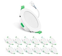 ALUSSO LED Downlights Ceiling IP65 Dimmable 7W Ultra Slim LED Recessed Ceiling Lights Bathroom Spotlights, Warm White 3000K Neutral White 4000K Cool White 6500K Adjustable, White 12 Pack