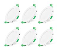 ALUSSO LED Downlights Dimmable 7W IP44 Slim Recessed Ceiling Lights, 3CCT 3000K Warm 4000K Neutral 6500K Cool Adjustable Bathroom Spotlights, White, 6 Pack