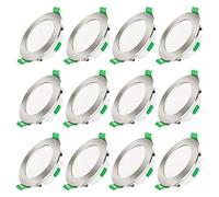 ALUSSO LED Downlights Dimmable 7W IP44 Slim Recessed Ceiling Lights, 3CCT 3000K Warm 4000K Neutral 6500K Cool Adjustable Bathroom Spotlights, Brushed Nickel, 12 Pack