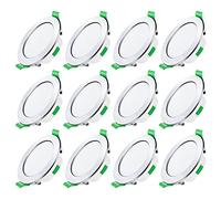 ALUSSO LED Downlights Dimmable 7W IP44 Slim Recessed Ceiling Lights, 3CCT 3000K Warm 4000K Neutral 6500K Cool Adjustable Bathroom Spotlights, Polished Chrome, 12 Pack