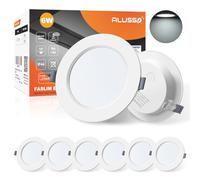 ALUSSO LED Downlights for Ceiling 6W Ultra Slim LED Recessed Ceiling Spot Lights 6500K Cool White IP44 Waterproof Spotlights Ceiling Lights for Bathroom Kitchen Living Room, 6 Pack