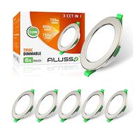 ALUSSO LED Recessed Ceiling Spot Lights Dimmable, 10W IP44 Ultra Slim Downlights 230V 800LM, Warm White 3000K Neutral White 4000K Cool White 6500K Adjustable Lights for Living Room Bathroom, 6 Pack