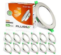 ALUSSO LED Recessed Ceiling Spot Lights Dimmable, 10W IP44 Ultra Slim Downlights 230V 800LM, Warm White 3000K Neutral White 4000K Cool White 6500K Adjustable Lights for Living Room Bathroom, 12 Pack