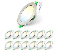 ALUSSO LIGHTING 12 Pack LED Downlights, LED Recessed Ceiling Lights 7W 580LM 230V, 90-100mm Cutout Dimmable,3CCT 3000K 4000K 6500K Adjustable, IP44 Suitable for Bathroom Kitchen,Nickel