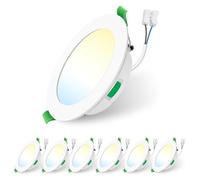 ALUSSO LIGHTING 6 Pack LED Downlights, LED Recessed Ceiling Lights 7W 580LM 230V, 90-100mm Cutout Dimmable,3CCT 3000K 4000K 6500K Adjustable, IP44 Suitable for Bathroom Living Room Kitchen,White