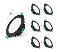 ALUSSO LIGHTING Black LED Downlights Ceiling Dimmable 7W Slim LED Recessed Ceiling Lights IP65 Bathroom Spotlights Ceiling Lights, 3000K Warm 4000K Neutral 6500K Cool Adjustable Spot Lights, 6 Pack