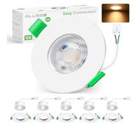 ALUSSO LIGHTING Downlights for Ceiling Ultra Slim 5W, Warm White 3000K LED Recessed Ceiling Lights, IP44 Round Bathroom Downlights Non-Dimmable, Ø68mm Spotlights for Kitchen Living Room, 6 Pack