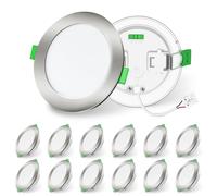 ALUSSO LIGHTING LED Brushed Nickel Downlights Dimmable Recessed Ceiling Lights 10W 1050lm High Brightness, 3000K Warm 4000K Neutral 6500K Cool White Bathroom Spotlight Ceiling Ultra Slim IP44, 12 Pack