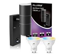ALUSSO Motion Sensor Outdoor Wall Lights IP65, Stainless Steel Up Down Lights 3000K/4000K/6000K Selectable, 2x 8W GU10 Bulb Included,Outside Security Lights Mains Powered Sconce Wall Mounted for Porch