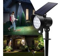 ALUSSO Solar Spot Lights, 3 Colors Dimmable Landscape Spotlights PIR Sensor, Solar Powered Wall Lights Dark Sensing Auto On/Off, IP65 Waterproof for Pathway,Yard, 4 Pack