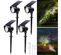 ALUSSO Solar Spot Lights, 3CCT Landscape Spotlights, Dimmable Solar Powered Wall Lights Dark Sensing Auto On/Off, IP65 Waterproof for Pathway,Yard, 4 Pack