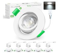 ALUSSO Swivel Downlight for Ceiling 230V Ultra Slim 5W Cool White 6PCS | 6000K LED Recessed Ceiling Lights, Downlights Non-Dimmable Bathroom Spotlights for Kitchen Living Room Round White
