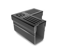 AluSthetic Corner Piece for PVC Threshold Drainage Channel with Anodized Aluminium Black Grating | Outdoor Driveway Patio Garden Drainage Systems | Channels & Grating | Soakaway Storm Drain (x2)
