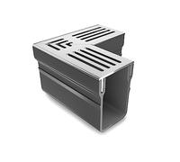 AluSthetic Corner Piece for PVC Threshold Drainage Channel with Anodized Aluminium Silver Grating | Outdoor Driveway Patio Garden Drainage Systems | Channels & Grating | Soakaway Storm Drain (x2)