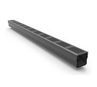 Alusthetic Mini PVC Threshold Drainage Channel with Anodized Aluminium Grating | Outdoor Garden Drainage Systems | Drainage Channels and Grating | Soakaway Storm Drain Channel (1 x 1m Length) (Black)