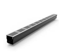 Alusthetic Mini PVC Threshold Drainage Channel with Anodized Aluminium Grating | Outdoor Garden Drainage Systems | Drainage Channels and Grating | Soakaway Storm Drain Channel (1 x 1m Length) (Silver)