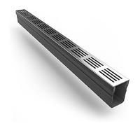 Alusthetic PVC Threshold Drainage Channel with Anodized Aluminium Silver Grating | Outdoor Garden Drainage System | Soakaway Storm Drain Channel (2 x 1m Lengths)