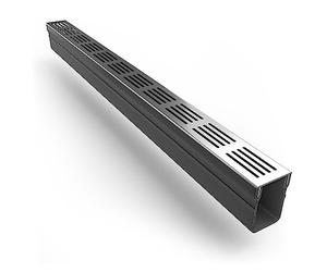 Alusthetic PVC Threshold Drainage Channel with Anodized Aluminium Silver Grating | Outdoor Garden Drainage System | Soakaway Storm Drain Channel (1 x 1m Length)