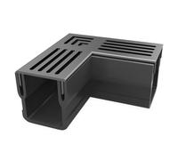 Alusthetic Shallow Range Black Aluminium Threshold Corner Section - Driveway Patio Garden Drainage System - Single