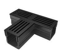 Alusthetic Shallow Range Black Aluminium Threshold T-Section - Driveway Patio Garden Drainage System - Single