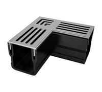 Alusthetic Shallow Range Silver Aluminium Threshold Corner Section - Driveway Patio Garden Drainage System - Single