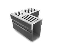 Alusthetic Silver Aluminium Threshold Corner Section - Driveway Patio Garden Drainage System - Single