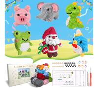 Alutaba 6Pcs Crochet Kit for Beginners Adults, Crochet Animal Kits for Adults and Teens with Step by Step Videos Tutorials, Knitting Kit for Crochet Lovers Great, DIY Handmade Crochet Kit Dolls