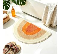Alutaba Boho Rainbow Bath Mat Rug 50x80 cm Semi Circle Bathroom Rug, Soft Absorbent Microfiber Bath Mats Non Slip, Machine Washable Bohemian Half Round Bathroom Carpet for Tub, Shower, Bedroom