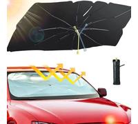 Aluusy 2025 Sun Protection Car Front Window Foldable Summer Parasol for Car Windscreen 140 x 75 cm, Rotatable Front Sun Protection Umbrella UV Protection for Most Cars, SUVs