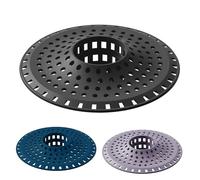 Aluvor Bathtub Drain Hair Catcher,Silicone Tub Hair Catcher Drain Protector,All-in-one Shower Hair Drain Catcher Strainer for 1.48'' to 1.76'' Regular Drains, 3PCS/Black Purple NBlue